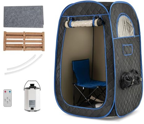 HOMASIS Sauna à Vapeur Portable, Sauna à Domicile Chauffante Mobile avec Générateur de Vapeur 3L, Tente Spa pour Maison avec Télécommande, 9 Niveaux de Température & 9 Minuteries (noir)