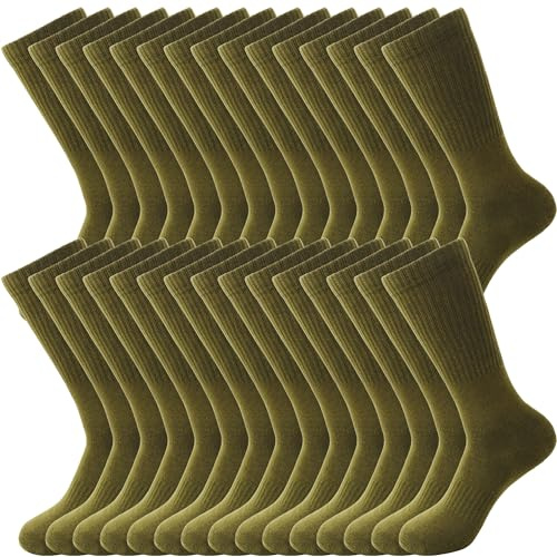 Skyebed 15 Pcs Military Socks Army Green Socks Boot Sock for Men Outdoor Sports Policemen Firefighter Soldiers Working