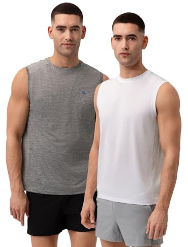 DANISH ENDURANCE Träningslinne, Gym, Ärmlös, för Män, 1 & 2-Pack | Ärmlöst träningslinne, andas & torkar snabbt, återvunnet stretchmaterial för löpning & gym