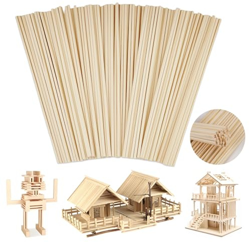 100 Stück Quadratischer Holzstäbe Eckig, Holzstäbe 30cmx4mm, Zuckerwattestäbchen, Holzstäbchen zum Basteln, holzstäbe Eckig zum Basteln für Zuckerwattemaschine für Dekoration, Modellbau, Basteln, DIY