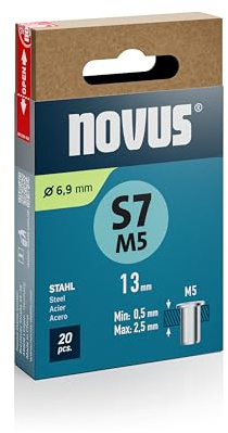 NOVUS TOOLS Stahl-Blindnietmuttern Ø 6,9 mm, 13 mm Länge, 20 Nietmuttern