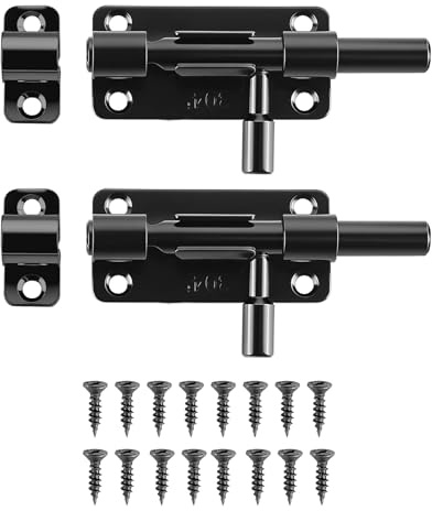 4 Zoll Edelstahl Türriegel, 2 Stück Rostfrei Abschließbar Schieberiegel Mehrwinkel Bolzenriegel für Fenster/Türen/Garten/Schuppen, mit Befestigungsschrauben (Schwarz)