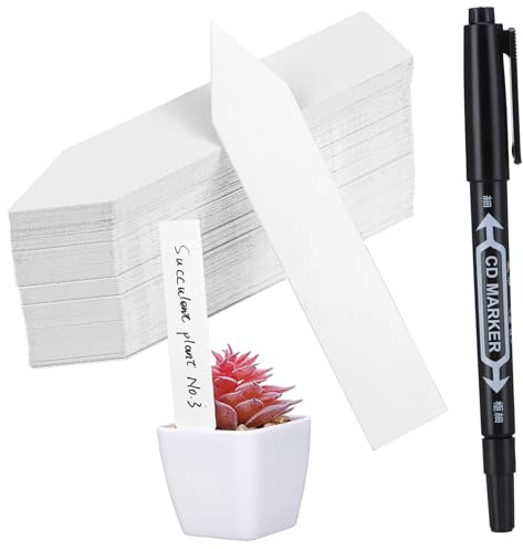 DIYEAH 120 Piezas Etiquetas para Plantas de Jardín Unidades con Bolígrafo Negro Marcadores Reutilizables de PVC Resistentes para Macetas y Árboles de Jardinería Duraderas para Interior y