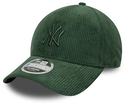 New Era MLB Uni Cord Yankees Cap Basecap Baseballcap Curved Brim NY York Damen/Herren - Metallschnalle, mit Schirm Frühling-Sommer Herbst-Winter Frühjahr Sommer Herbst Winter - One Size dunkelgrün