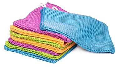 YSN Home Collection YSN52 - Waffel Mikrofaser-Waschhandschuhe 8 STÜCK Gemischte Farben - 15x21 cm - Grün