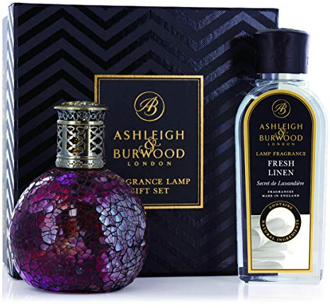 Ashleigh & Burwood Fragrance Lamp Gift Set | Rose Bud | Fresh Linen 250ml & Hand-Crafted Fragrance Lamp | Luxury Home Fragrance & Refillable Aromatherapy Diffuser | Air Purifying