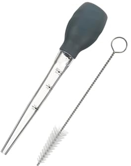 VITA PERFETTA Pera per succhi e salsa con spillo – Iniettore di marinata per carne, pollame e arrosti – Siringa da cucina Graduata 30 ml – Accessorio per barbecue e cucina