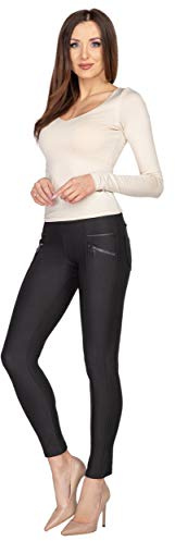 FUTURO FASHION dam full längd hög midja smal brett midjeband stretchiga leggings damkläder damer bekväma fickor dragkedja jeggings FS8282
