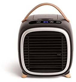 CREATE/AIR COOLER BOX STUDIO/Mini ventilador de mesa negro/Cable USB, PANEL LDC TOUCH, 3 velocidades, temporizador hasta 8h, depósito 400ml, 5W