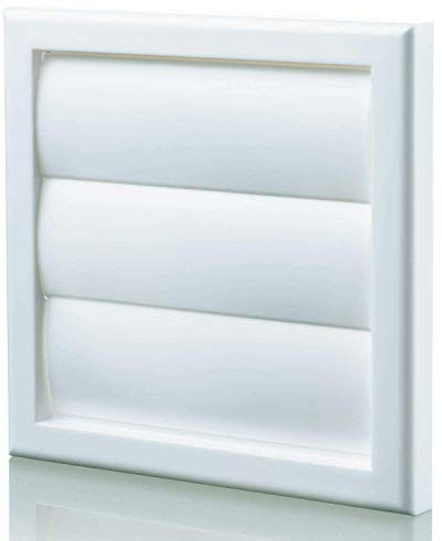 Vents 100 mm White Plastic Gravity Wall Grille with Non-Return Shutter and 4 inch Round Spigot for Bathroom Kitchen Cooker Hood Extractor Fan Ducting Air Hose Wall Ventilation