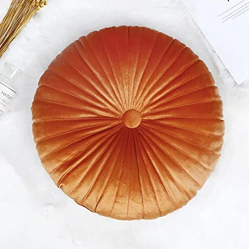 NatureMan Cuscino rotondo in velluto, a forma di zucca, 34,8 cm (arancione), per soggiorno, divano, letto, pavimento