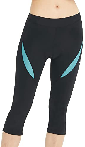 Santic Fahrradhose Damen Gepolstert 3/4 Radlerhose Damen mit Sitzpolster Radhose Damen 3/4 mit Polster Blau EU 3XL