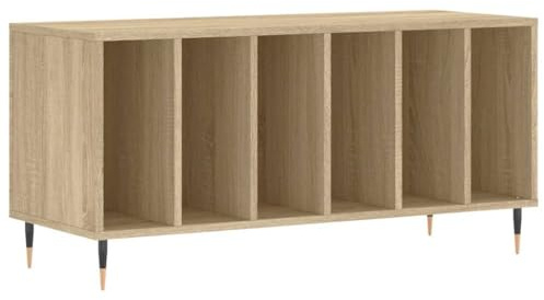 vidaXL Armadio a dischi, supporto giradiscos, credenza da soggiorno moderna in legno di ingegneria Rovere Sonoma