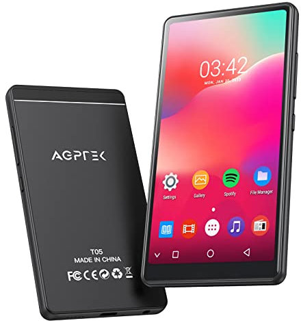 AGPTEK WiFi MP4-spelare med 4-tums pekskärm, HD-videospelare med Android 6.0 för FM-radio, onlinefunktioner, Bluetooth 4.0 musikspelare 1 GB RAM, 8 GB ROM, med 32 GB TF-kort, svart