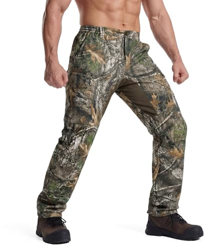 LOOGU Camo Pantaloni da Caccia per Gli Uomini Impermeabile Silenzioso & Opaco Tasche Multiple Turchia Caccia Camo Pantaloni Uomo