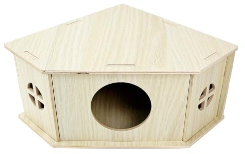 YankMooM Wooden Hamster House,Washable Hamster Hideaway Corner House Hideout for Small Pet