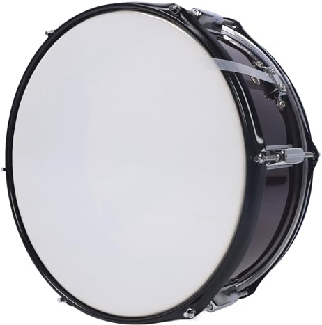 Stainless Steel Snare Drum 14in, Drumsticks, Sheepskin Drum Head, Double Sided Drumhead for Military Band Beginners