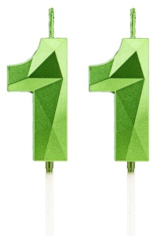 Velas 11 cumpleaños, velas con número verde, decoraciones para tartas de cumpleaños, bodas, aniversarios de empresa