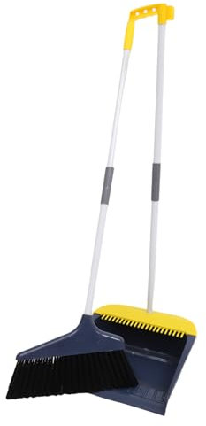 KOMBIUDA 1set Scopa e Paletta Ergonomici per Pulizia Domestica Morbide Setole con Paletta per Interni Ed Esterni Adatto per Garage e Negozio