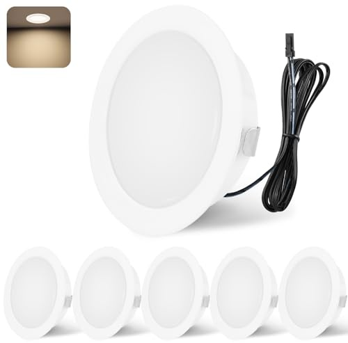 YindaLux infälld spotlight LED 12 V 4000 K neutral vit LED-spotlight dimbar 3 W LED infällbara spotlights 55–58 mm hålstorlek infälld belysning för husbil, kök, garderob aluminium vit 6 st set