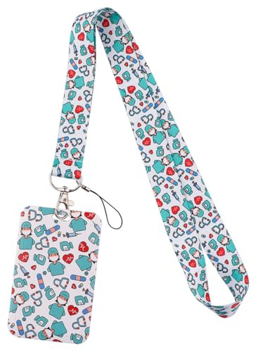 LJFEA Porta Tarjetas Identificativas + Lanyard - Tarjetero colgante - Funda tarjeta identificación - Portatarjetas con Varios Diseños y Colores.-Enfermera, tipo G