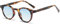 Long Keeper Lunettes de Soleil Mode Rétro Rondes Classique Vintage Teintée pour Hommes et Femmes UV 400 Conduire Voyager (Bleu Dégradé Léopard)