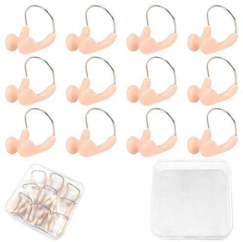 AOMAIGAD Nuoto Naso Clip, 12 Pack Silicone Spine del Naso, Fermo e affidabileper Il Nuoto Clips da Nuoto Impermeabile Tappi Protezione per Adulti e Bambini (12 PCS+1 Box)