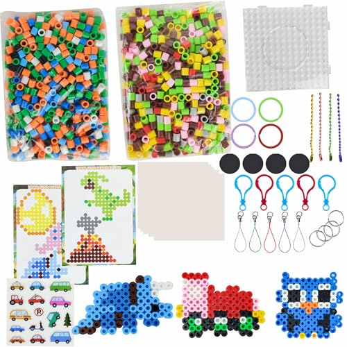 Yowamho 10mm Fuse Beads Kit - 1000 Pcs Big Iron Beads Set, Art Crafts Set for Kids Ages 6+, Girls Boys Gift, Easter Christmas Birthday Present.(Dinosaur Series)