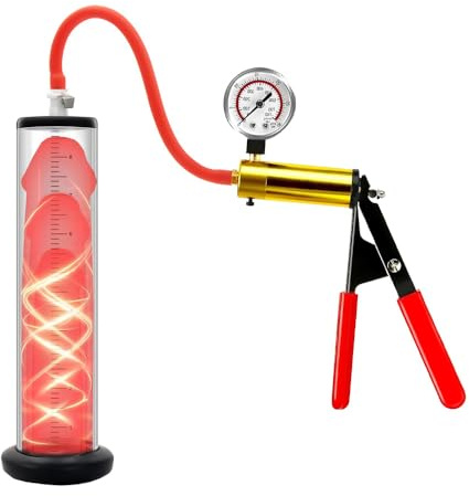 Tabuy Male Penis Pump Manual Penis Pumps,Metal Handle Dick Pump with Pressure Gauge Sex Toys, Adult Toys Training for Men Stronger Bigger Long-Lasting Erection (2.13 inch x 9 inch)