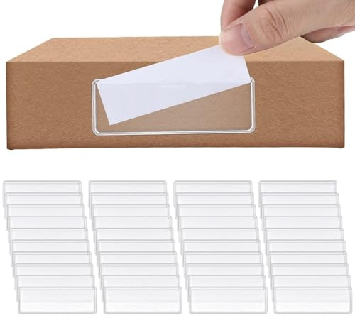 JEYORZY Lot de 40 Etiquette Boite Aux Lettres,Porte Nom Boite Aux Lettres,Porte-étiquettes Porte Etiquette Adhesif,Poches Adhésives Amovibles pour étagère, Boîte Aux Lettres,Tiroirs,Classeurs