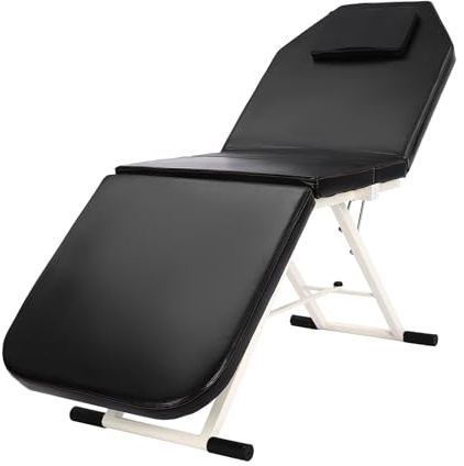 GDSKR Lit cosmétique - Table de massage portable - Lit de salon de spa pliable avec 3 zones - Lit de massage mobile - Chaise de massage - Chaise de massage en PVC - Pour masseurs professionnels