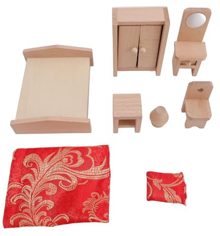 SIXRUN Ensemble de Meubles Miniatures pour Maison de Poupée, Jouet de Simulation pour Enfants, Meubles de Chambre à Coucher