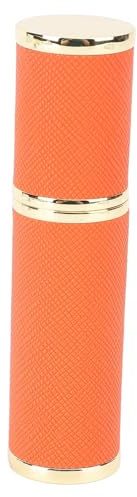 Dioche Parfym Atomizer Påfyllningsbar Reseflaska Bärbar Miniatyrsprayflaska med PU-läderdesign för Kvinnor på Resande Fot 5 Ml Kapacitet Zinklegeringsmaterial (Orange)