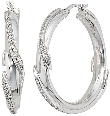 Jobo Damen-Creolen aus 925 Sterling Silber mit 124 Zirkonia