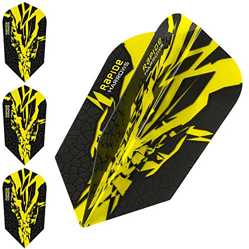 Harrows Rapide X Dart-Flights, 100 Mikron, schmal, 5 Sets (15 Stück) (gelb)