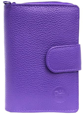 LOLUNA® Porte-Monnaie Cuir Fermeture hermétique - Portefeuille - Compagnon - spacieux et Fonctionnel pour Ranger 9 Cartes - Billet - Monnaie - identité - permis - Idée Cadeau pour Femme (Violet)