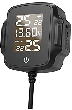 Herramientas de control de presión de los neumáticos Motocicleta TPMS Sistema de monitoreo de presión de neumático de moto Sistema de alarma de temperatura de neumáticos con QC 3.0 USB Cargador para l