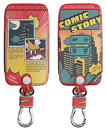 kwmobile Coprichiave Compatibile con Renault con 4 tasti Smart Key (solo Keyless Go) - Cover Chiave - Guscio Protettivo Copri Telecomando Auto Similpelle - Libro Fumetti