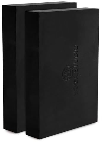 Yoga Studio Bloque de yoga – 30 cm x 20 cm x 5 cm, bloque de EVA antideslizante, paquete doble, accesorio ligero para ejercicio (negro)