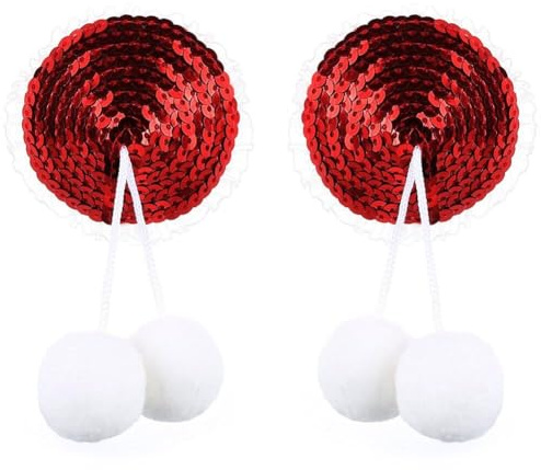 Weihnachten Nippel Abdeckung Santa Hut Pailletten Quaste Brust Pads Pasties BH Wiederverwendbare Selbstklebende Brust Concealer Pad für Frauen