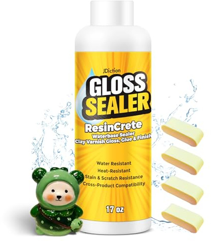JDiction Air Dry Clay Glaze, 502ml Clay Varnish for Pottery Glaze, ResinCrete Sealer, Varnish for Pottery&Acrylic Paint, Waterproof & Stain & Resistant, Glaze for Air Dry Clay Pottery (17OZ-Gloss)