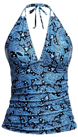 Yonique Maillot de bain tankini dos nu à col en V pour femme, Taille M
