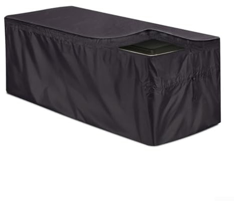 Housse de coffre de jardin imperméable en tissu Oxford 210D avec cordon de serrage et attaches à dégagement rapide pour protection de meubles de jardin, disponible en 3 tailles Noir (S)
