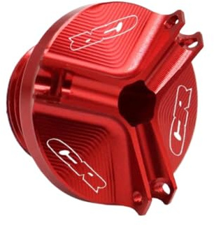 Cubierta de Tapa del Filtro de Aceite de Motocicleta Compatible con CR80R CR85R CR125R CR250R CR500R CR Modelos de Logotipo Accesorios del Motor(Red)