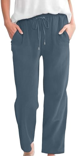 Pantaloni da donna in velluto a coste con coulisse elastica in vita gamba dritta pantaloni corti elasticizzati casual vestibilità ampia pantaloni da lavoro autunno inverno caldi pantaloni vintage