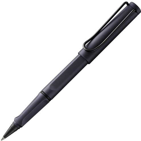 LAMY safari roll-ink steel black - Ink Cartridge Rollerball Pen with ergonomic grip & line width M - for pleasant long writing - made of robust ASA plastic - including LAMY T10 blue cartridge