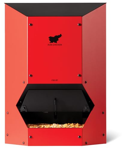 RUN-CHICKEN Feeder F80 Distributeur automatique de nourriture pour poulets à piles, trappe de sécurité programmable avec minuterie, alimentation de 9 kg, résistant aux parasites, accessoire de