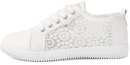 Générique Chaussures plates pour femme - Dentelle Dirndl - Baskets en mesh respirante - Chaussures d'été blanches - Chaussures de mariage - Chaussures de tennis - Chaussures de sport