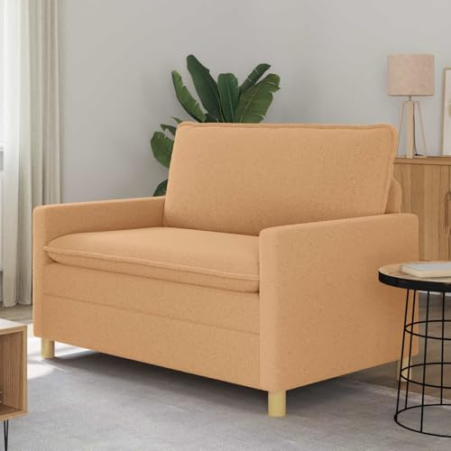 Ziaphsol Beige tygsoffa med 126 x 81 x 87,5 cm mått för vardagsrum, kontor och lounge, modern design, avtagbart överdrag, stabil metallram, bekväm skumstoppning