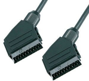 Câble Péritel - 1m - Cordon SCART Mâle à Mâle - Noir - 1 Mètre